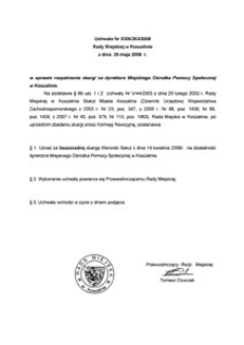 Uchwała Rady Miejskiej w Koszalinie nr XXIII/263/2008