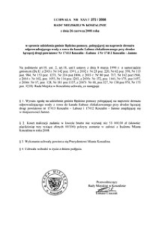 Uchwała Rady Miejskiej w Koszalinie nr XXV/272/2008