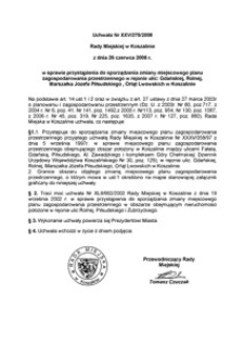 Uchwała Rady Miejskiej w Koszalinie nr XXV/275/2008