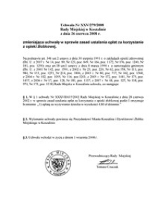 Uchwała Rady Miejskiej w Koszalinie nr XXV/279/2008