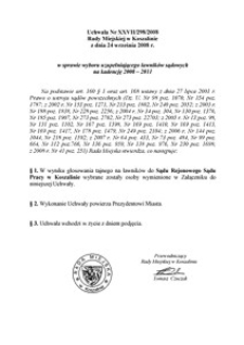 Uchwała Rady Miejskiej w Koszalinie nr XXVII/298/2008