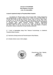 Uchwała Rady Miejskiej w Koszalinie nr XXVII/299/2008