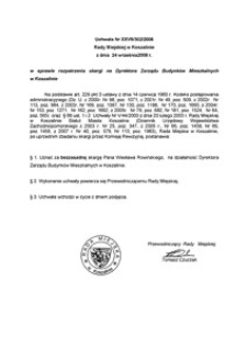 Uchwała Rady Miejskiej w Koszalinie nr XXVII/302/2008