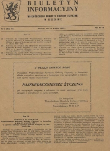Biuletyn Informacyjny Wojew&oacute;dzkiego Komitetu Kultury Fizycznej w Szczecinie. R.4, 1958 nr 4