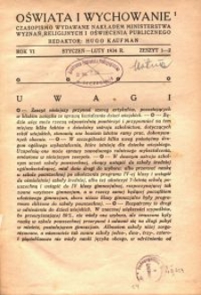 Oświata i Wychowanie. R.6, 1934 nr 1/2