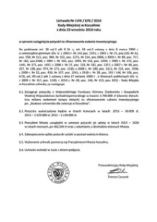 Uchwała Rady Miejskiej w Koszalinie nr LVIII/676/2010