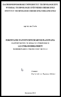 Porównanie statystycznych metod planowania eksperymentu w procesie epoksydacji 1,5,9-cyklododekatrienu wodoronadtlenkiem tert-butylu