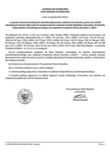 Uchwała Rady Miejskiej w Koszalinie nr LIX/685/2010