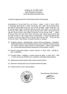 Uchwała Rady Miejskiej w Koszalinie nr LX/694/2010