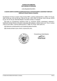 Uchwała Rady Miejskiej w Koszalinie nr LX/698/2010