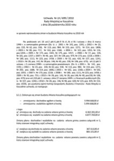 Uchwała Rady Miejskiej w Koszalinie nr LX/699/2010