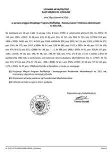 Uchwała Rady Miejskiej w Koszalinie nr LX/700/2010