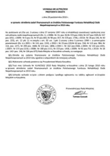 Uchwała Rady Miejskiej w Koszalinie nr LX/703/2010