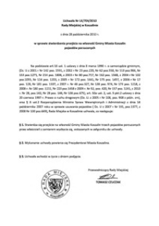 Uchwała Rady Miejskiej w Koszalinie nr LX/704/2010