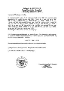 Uchwała Rady Miejskiej w Koszalinie nr LX/705/2010