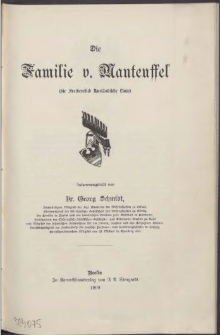 Die Familie v.[on] Manteuffel :(Stamm Poplow des Pommerschen Geschlechts)