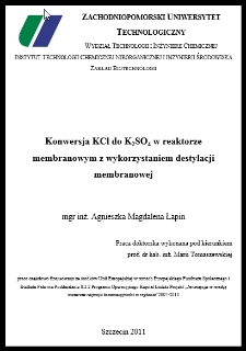 Konwersja KCI do K2SO4 w reaktorze membranowym z wykorzystaniem destylacji membranowej