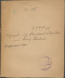 Richterliche Gedenck- und Ehren-Seule, welche bey Christ-rühmlicher [...] Leich-Bestätigung des weiland [...] Hn. Burchardi Schröders, JCti, und [...] Advocati [...] und Stadt-Richters hieselbst, Als dessen entseelter Cörper, nach ausgestandener langwierigen und [...] Kranckheit, den 20. Octobr. im [...] 1695 in St. Nicolai Kirchen zu Ancklam, bey ansehnlicher Versammlung, in sein Erb-Begräbnis, biss auf den Tag der allgemeinen Wiedererstattung, beygesetzet ward [...]