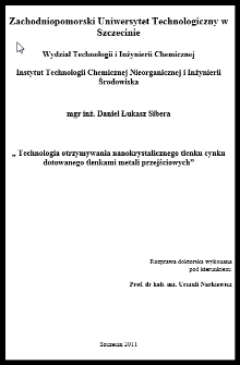 Technologia otrzymywania nanokrystalicznego tlenku cynku dotowanego tlenkami metali przejściowych