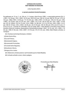 Uchwała Rady Miejskiej w Koszalinie nr II/12/2010