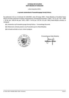 Uchwała Rady Miejskiej w Koszalinie nr II/14/2010