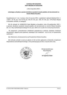 Uchwała Rady Miejskiej w Koszalinie nr III/20/2010