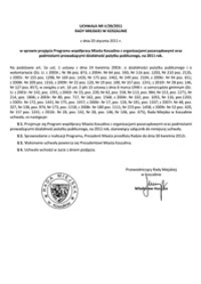 Uchwała Rady Miejskiej w Koszalinie nr V/39/2011