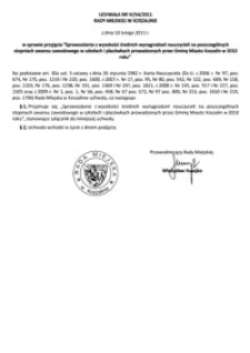 Uchwała Rady Miejskiej w Koszalinie nr VI/54/2011