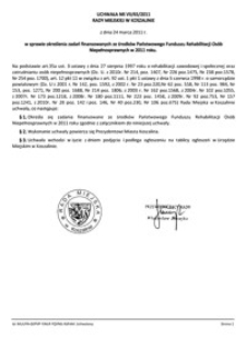 Uchwała Rady Miejskiej w Koszalinie nr VII/65/2011