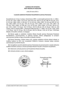 Uchwała Rady Miejskiej w Koszalinie nr VII/70/2011