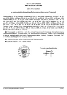 Uchwała Rady Miejskiej w Koszalinie nr VII/71/2011