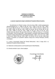 Uchwała Rady Miejskiej w Koszalinie nr VII/88/2011