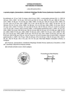 Uchwała Rady Miejskiej w Koszalinie nr IX/94/2011
