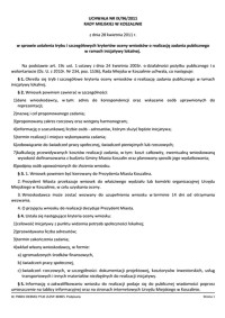 Uchwała Rady Miejskiej w Koszalinie nr IX/96/2011