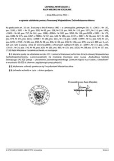 Uchwała Rady Miejskiej w Koszalinie nr IX/103/2011