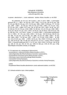 Uchwała Rady Miejskiej w Koszalinie nr X/109/2011