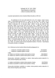 Uchwała Rady Miejskiej w Koszalinie nr XI/115/2011