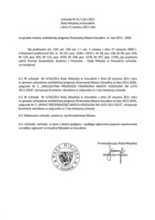 Uchwała Rady Miejskiej w Koszalinie nr XI/116/2011