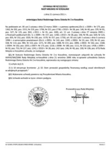 Uchwała Rady Miejskiej w Koszalinie nr XI/122/2011