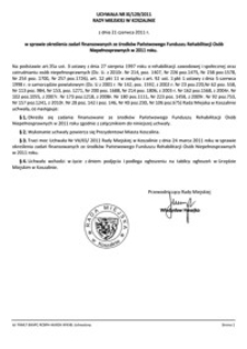 Uchwała Rady Miejskiej w Koszalinie nr XI/129/2011