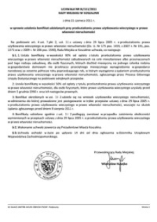 Uchwała Rady Miejskiej w Koszalinie nr XI/131/2011