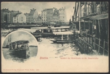 Stettin, Abfahrt der Motorboote an der Baumbrücke