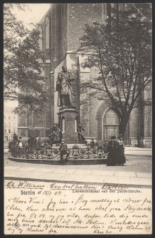 Stettin, Loewedenkmal vor der Jacobikirche