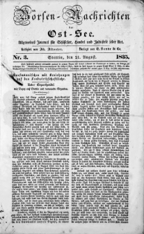 B&ouml;rsen-Nachrichten der Ost-See : allgemeines Journal f&uuml;r Schiffahrt, Handel und Industrie jeder Art. 1835 Nr. 3