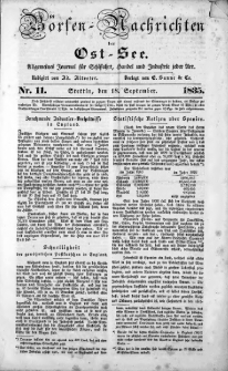 B&ouml;rsen-Nachrichten der Ost-See : allgemeines Journal f&uuml;r Schiffahrt, Handel und Industrie jeder Art. 1835 Nr. 11