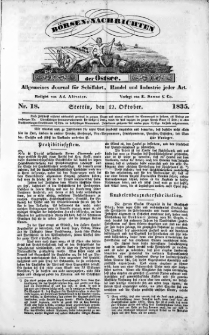 Börsen-Nachrichten der Ost-See : allgemeines Journal für Schiffahrt, Handel und Industrie jeder Art. 1835 Nr. 18