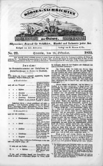 Börsen-Nachrichten der Ost-See : allgemeines Journal für Schiffahrt, Handel und Industrie jeder Art. 1835 Nr. 22