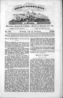 Börsen-Nachrichten der Ost-See : allgemeines Journal für Schiffahrt, Handel und Industrie jeder Art. 1835 Nr. 23