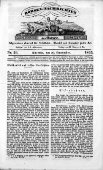 Börsen-Nachrichten der Ost-See : allgemeines Journal für Schiffahrt, Handel und Industrie jeder Art. 1835 Nr. 29