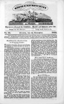B&ouml;rsen-Nachrichten der Ost-See : allgemeines Journal f&uuml;r Schiffahrt, Handel und Industrie jeder Art. 1835 Nr.32